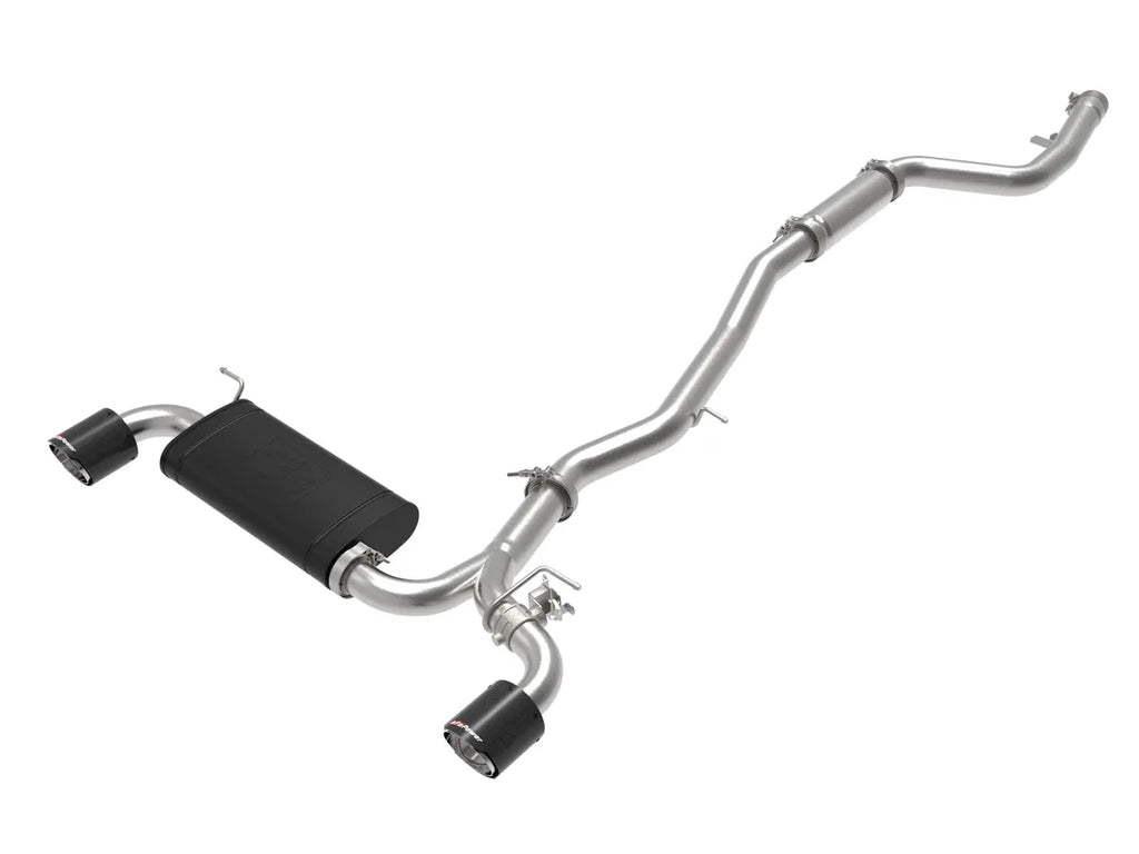 AFE Toyota GR Supra (A90) 20-26 L6-3.0L Takeda 3 IN to 2-1/2 IN 304 Stainless Steel Cat-Back Exhaust System w/ Carbon Fiber Tip