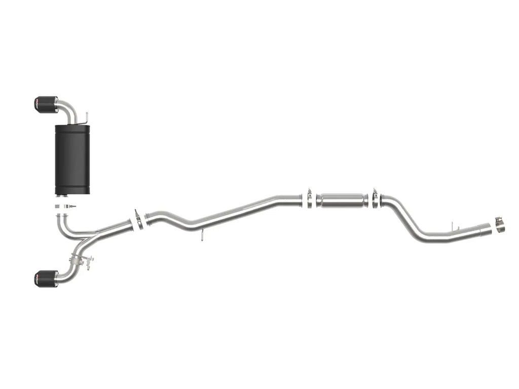AFE Toyota GR Supra (A90) 20-26 L6-3.0L Takeda 3 IN to 2-1/2 IN 304 Stainless Steel Cat-Back Exhaust System w/ Carbon Fiber Tip