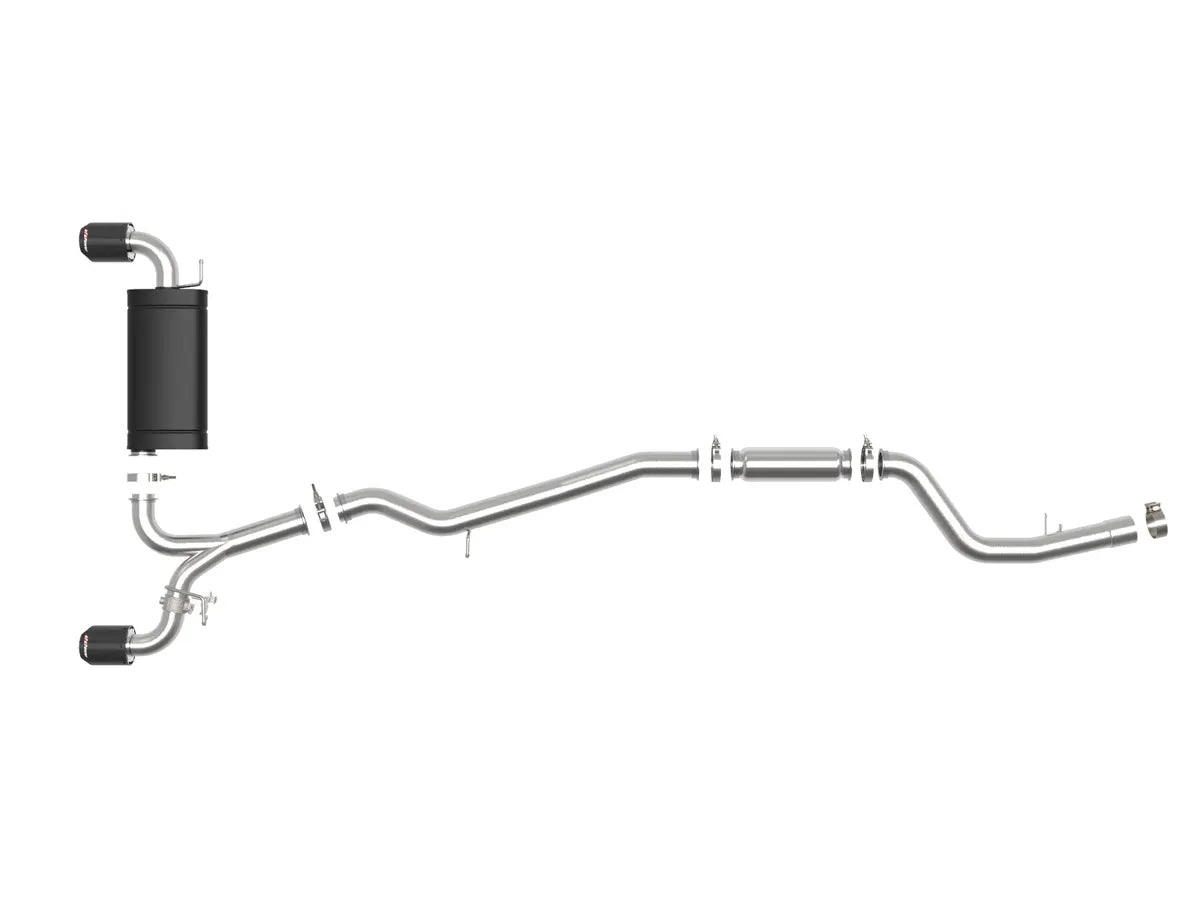 AFE Toyota GR Supra (A90) 20-26 L6-3.0L Takeda 3 IN to 2-1/2 IN 304 Stainless Steel Cat-Back Exhaust System w/ Carbon Fiber Tip