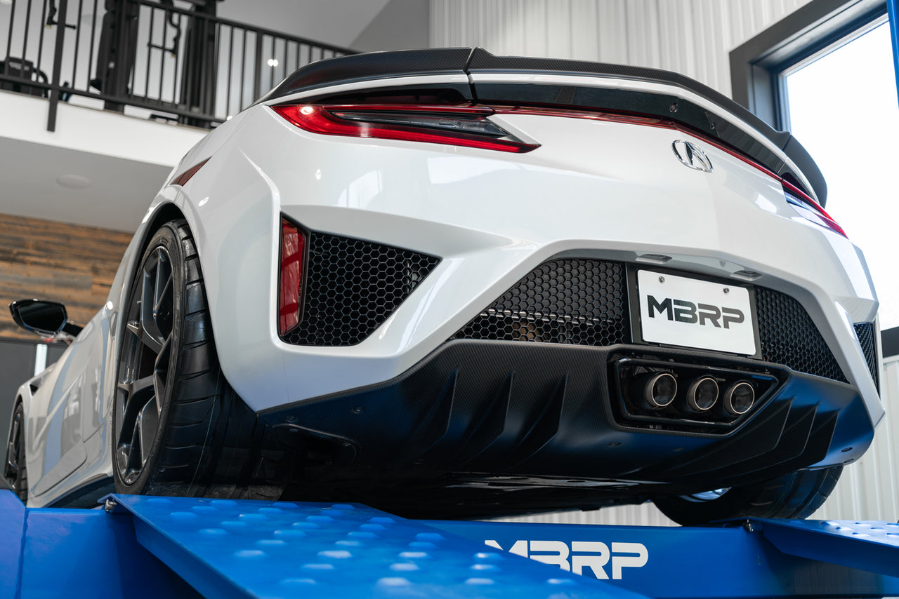 MBRP 2017-2022 Acura NSX T304 Stainless Steel 2.5 Cat Back Triple Rear Exit with Carbon Fiber Tips | S49003CF