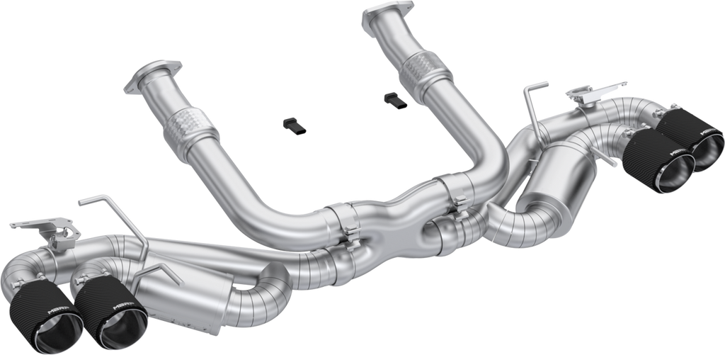 MBRP 2020-2026 Chevrolet Corvette C8 6.2L T304 Stainless Steel 3 Cat-Back Quad Rear Outlet with Carbon Fiber Tips Active | S70413CF