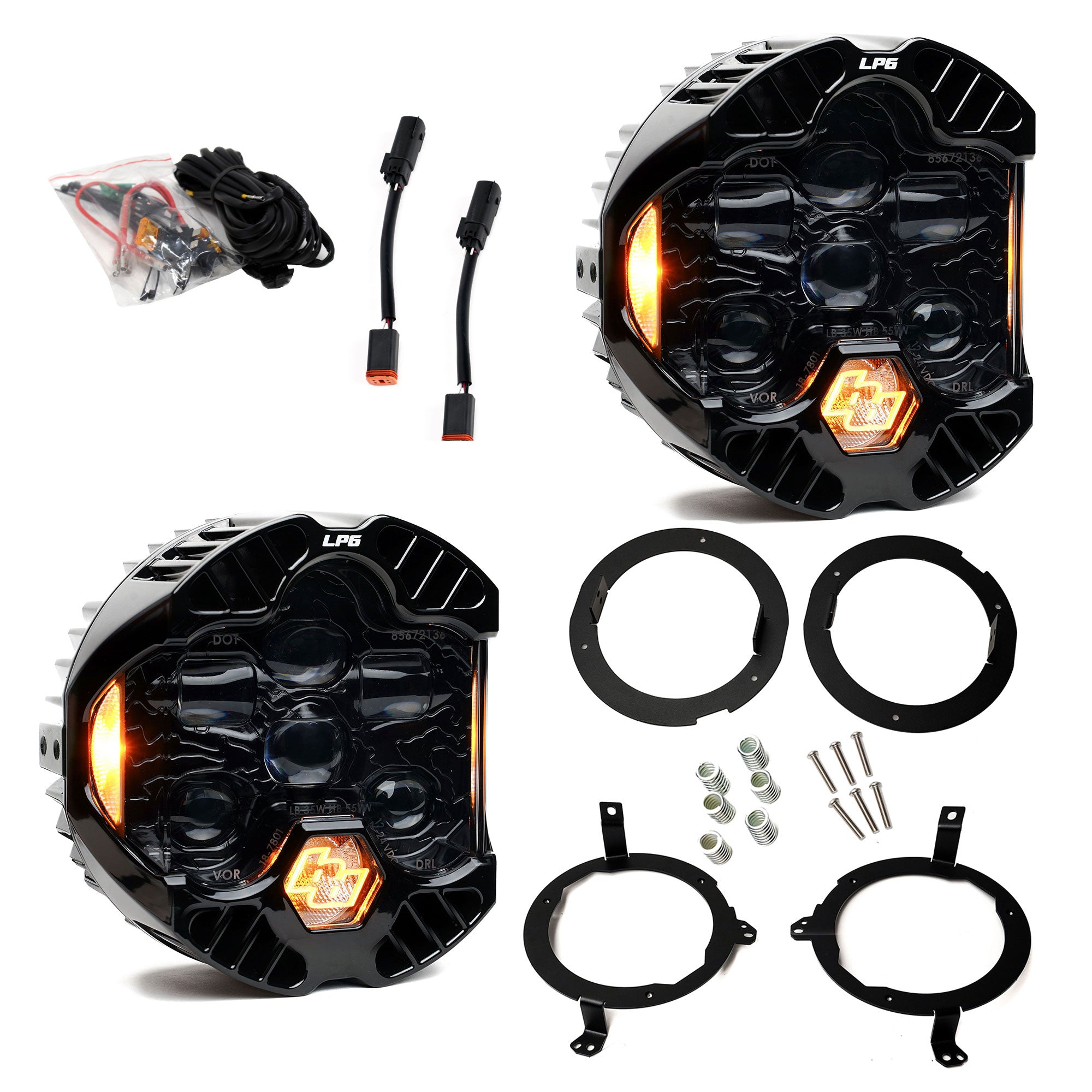 Baja Designs Baja Designs DOT LP6 Headlight Kit Amber DRL; Halogen Headlights 2018-2025 Jeep JL JT 44-8312