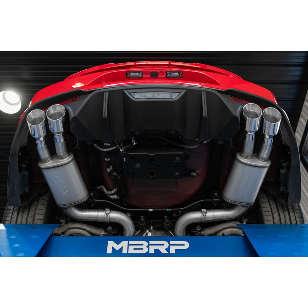 MBRP 3" Cat Back, with Quad 4" Dual Wall Tips, Street Version, T304, Ford Mustang GT 5.0L 2018 - 2023 | S7205304