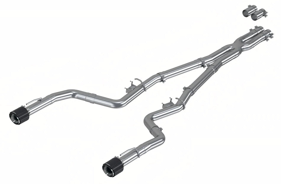 MBRP 2015-2023 Dodge Charger 6.2L 6.4L T304 Stainless Steel 3 Cat-Back Dual Rear Race Profile with Dual Carbon Fiber Tips | S71183CF